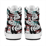 Hipster Frog Pattern Print High Top Leather Sneakers