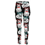 Hipster Frog Pattern Print High-Waisted Pocket Leggings