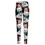Hipster Frog Pattern Print High-Waisted Pocket Leggings