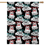 Hipster Frog Pattern Print House Flag