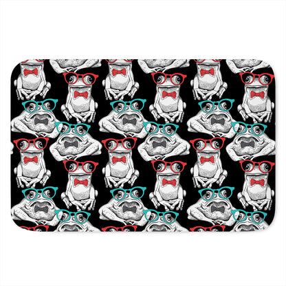 Hipster Frog Pattern Print Indoor Door Mat
