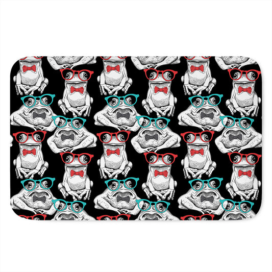 Hipster Frog Pattern Print Indoor Door Mat