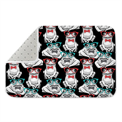 Hipster Frog Pattern Print Indoor Door Mat