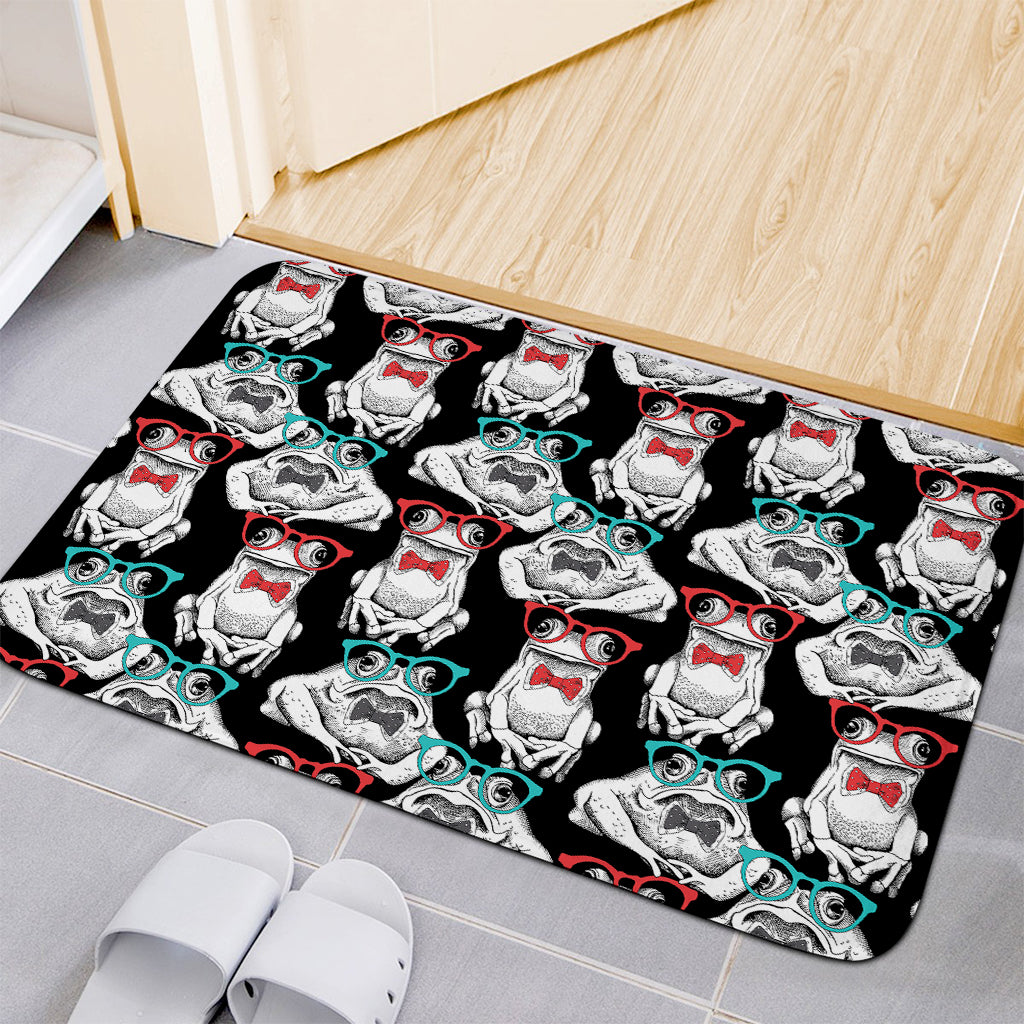 Hipster Frog Pattern Print Indoor Door Mat