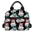 Hipster Frog Pattern Print Insulated Lunch Bag