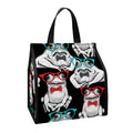 Hipster Frog Pattern Print Insulated Lunch Tote
