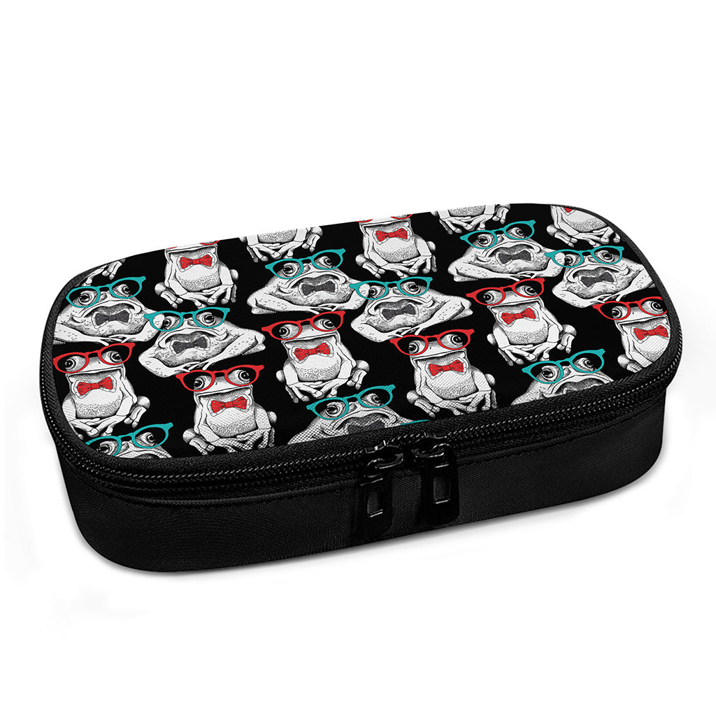 Hipster Frog Pattern Print Insulin Cooler Travel Case