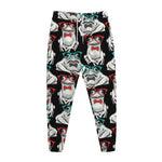 Hipster Frog Pattern Print Jogger Pants