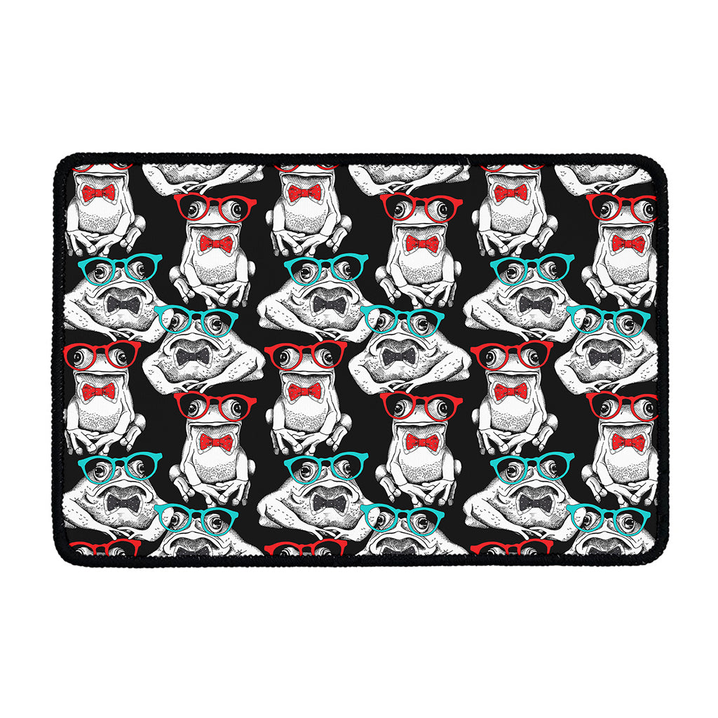 Hipster Frog Pattern Print Kitchen Mat