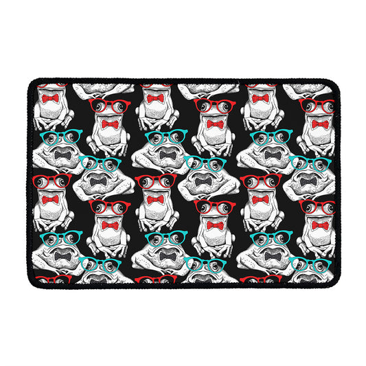 Hipster Frog Pattern Print Kitchen Mat