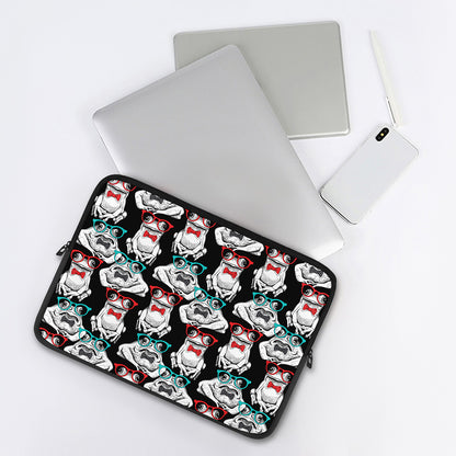 Hipster Frog Pattern Print Laptop Sleeve