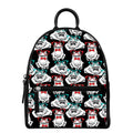 Hipster Frog Pattern Print Leather Backpack