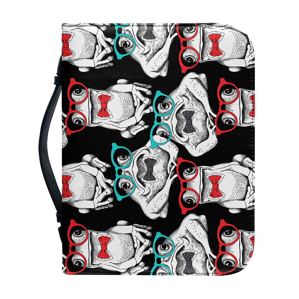 Hipster Frog Pattern Print Leather Bible Cover
