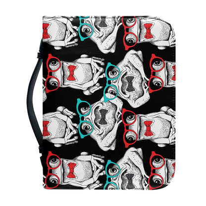 Hipster Frog Pattern Print Leather Bible Cover