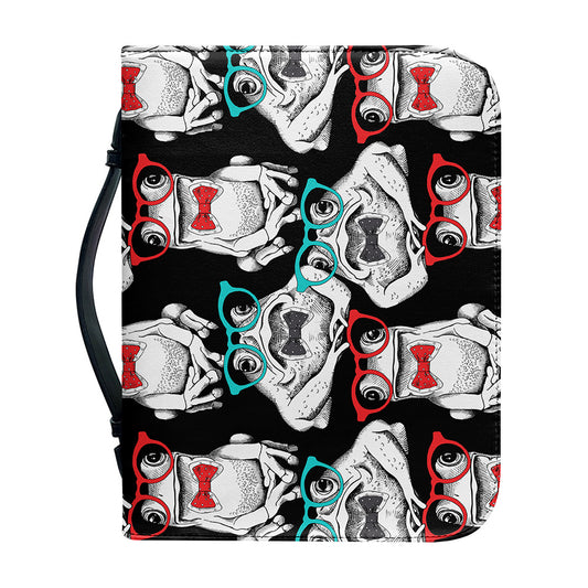 Hipster Frog Pattern Print Leather Bible Cover
