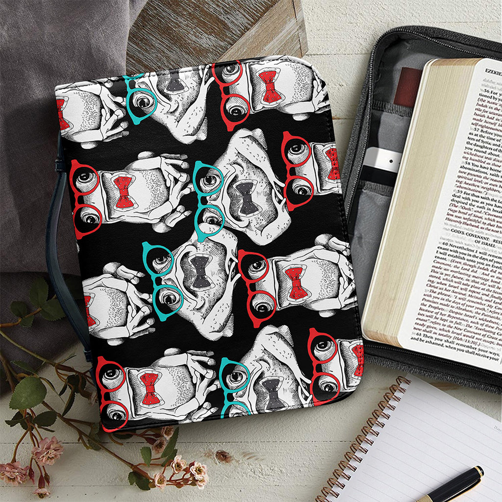 Hipster Frog Pattern Print Leather Bible Cover