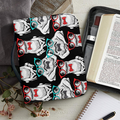 Hipster Frog Pattern Print Leather Bible Cover