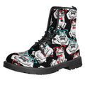 Hipster Frog Pattern Print Lace-Up Boots