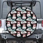 Hipster Frog Pattern Print Leather Spare Tire Cover