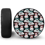 Hipster Frog Pattern Print Leather Spare Tire Cover