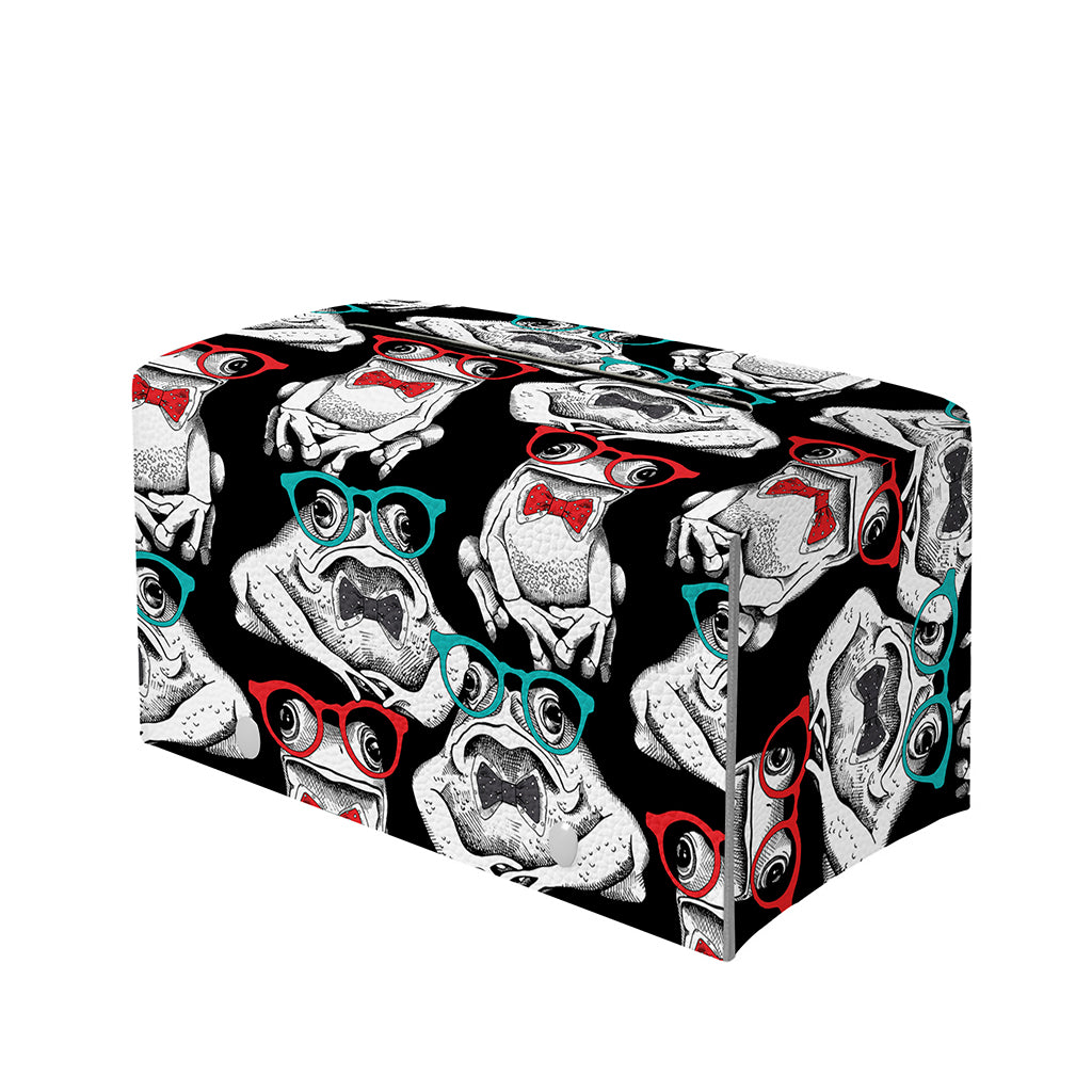 Hipster Frog Pattern Print Leather Tissue Box Cover
