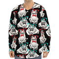 Hipster Frog Pattern Print Long Sleeve Baseball Jersey
