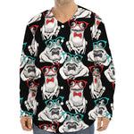Hipster Frog Pattern Print Long Sleeve Baseball Jersey