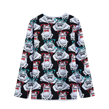Hipster Frog Pattern Print Long Sleeve Short Coat