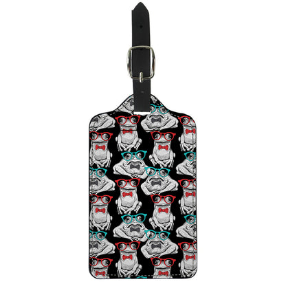 Hipster Frog Pattern Print Luggage Tag