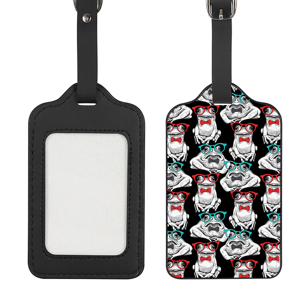 Hipster Frog Pattern Print Luggage Tag