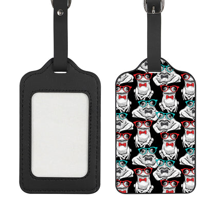Hipster Frog Pattern Print Luggage Tag