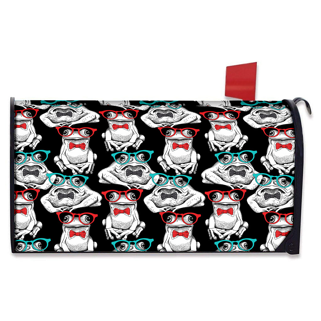 Hipster Frog Pattern Print Mailbox Cover