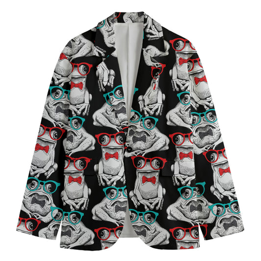 Hipster Frog Pattern Print Men's Blazer
