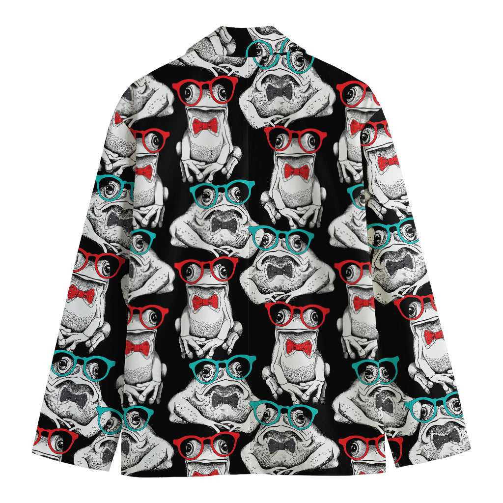 Hipster Frog Pattern Print Men's Blazer