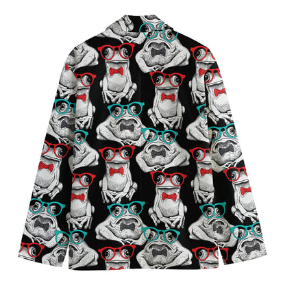 Hipster Frog Pattern Print Men's Blazer