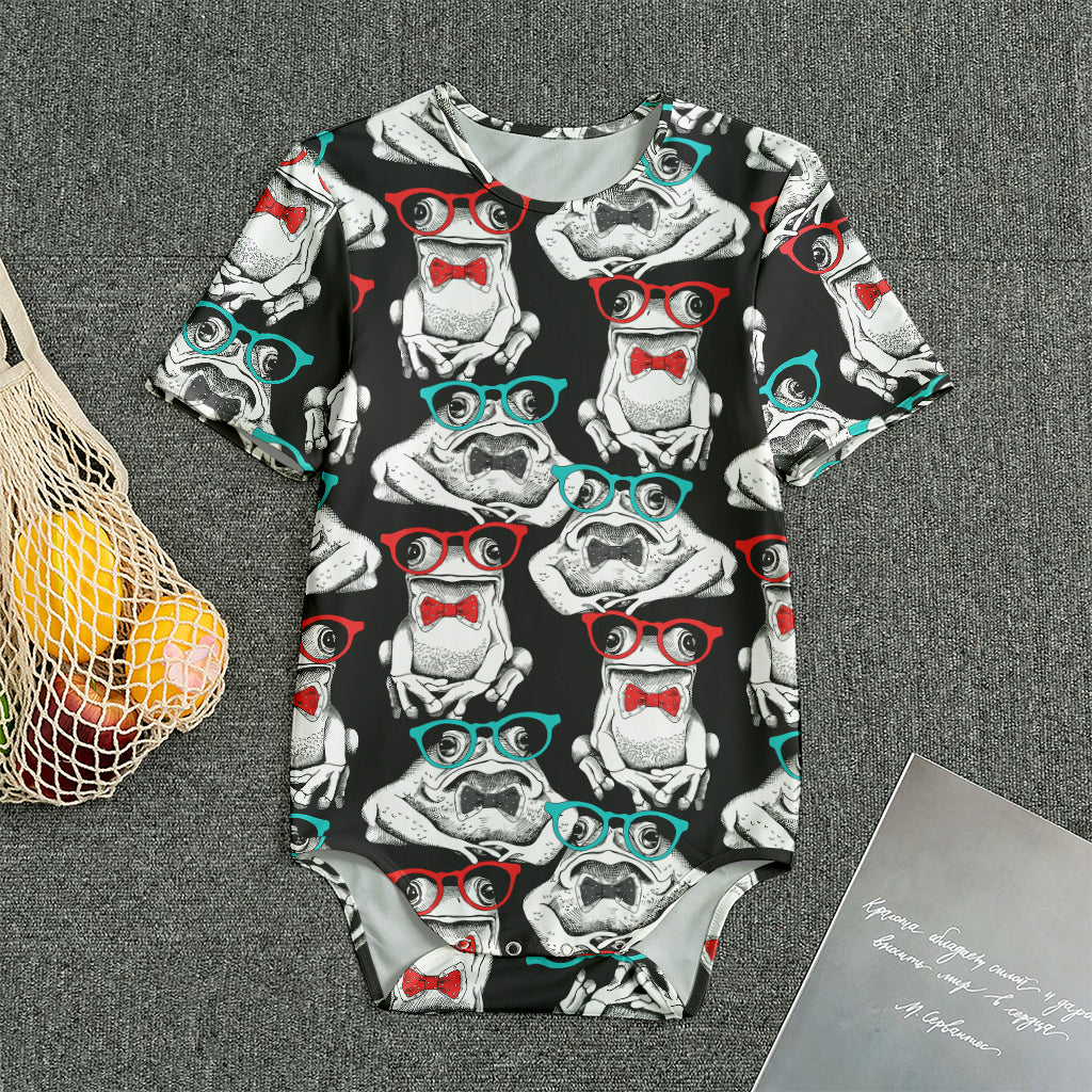 Hipster Frog Pattern Print Men's Bodysuit
