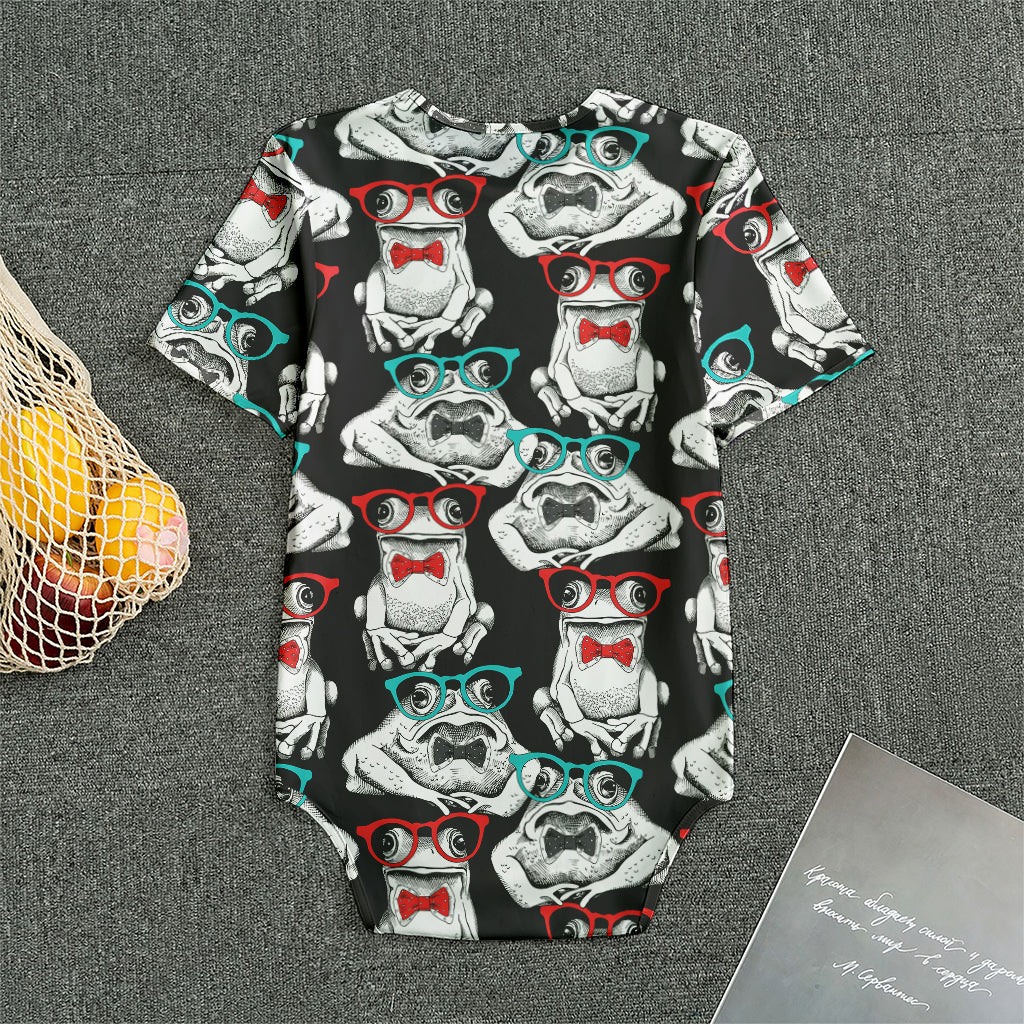 Hipster Frog Pattern Print Men's Bodysuit