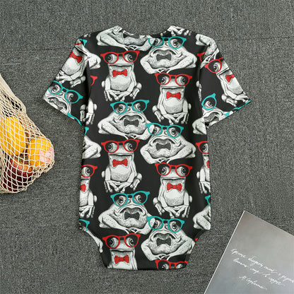 Hipster Frog Pattern Print Men's Bodysuit