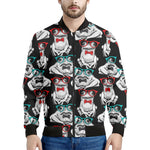 Hipster Frog Pattern Print Men's Bomber Jacket