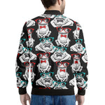 Hipster Frog Pattern Print Men's Bomber Jacket