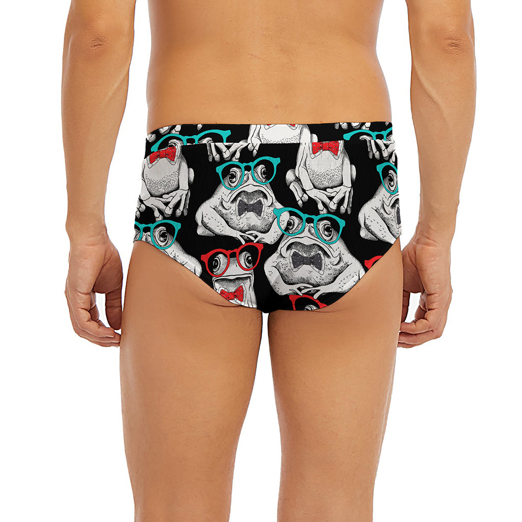Hipster Frog Pattern Print Men's Briefs