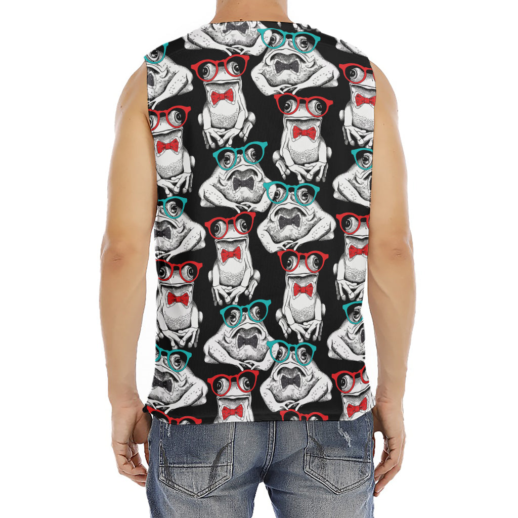 Hipster Frog Pattern Print Men's Fitness Tank Top