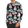 Hipster Frog Pattern Print Men's Long Sleeve Rash Guard