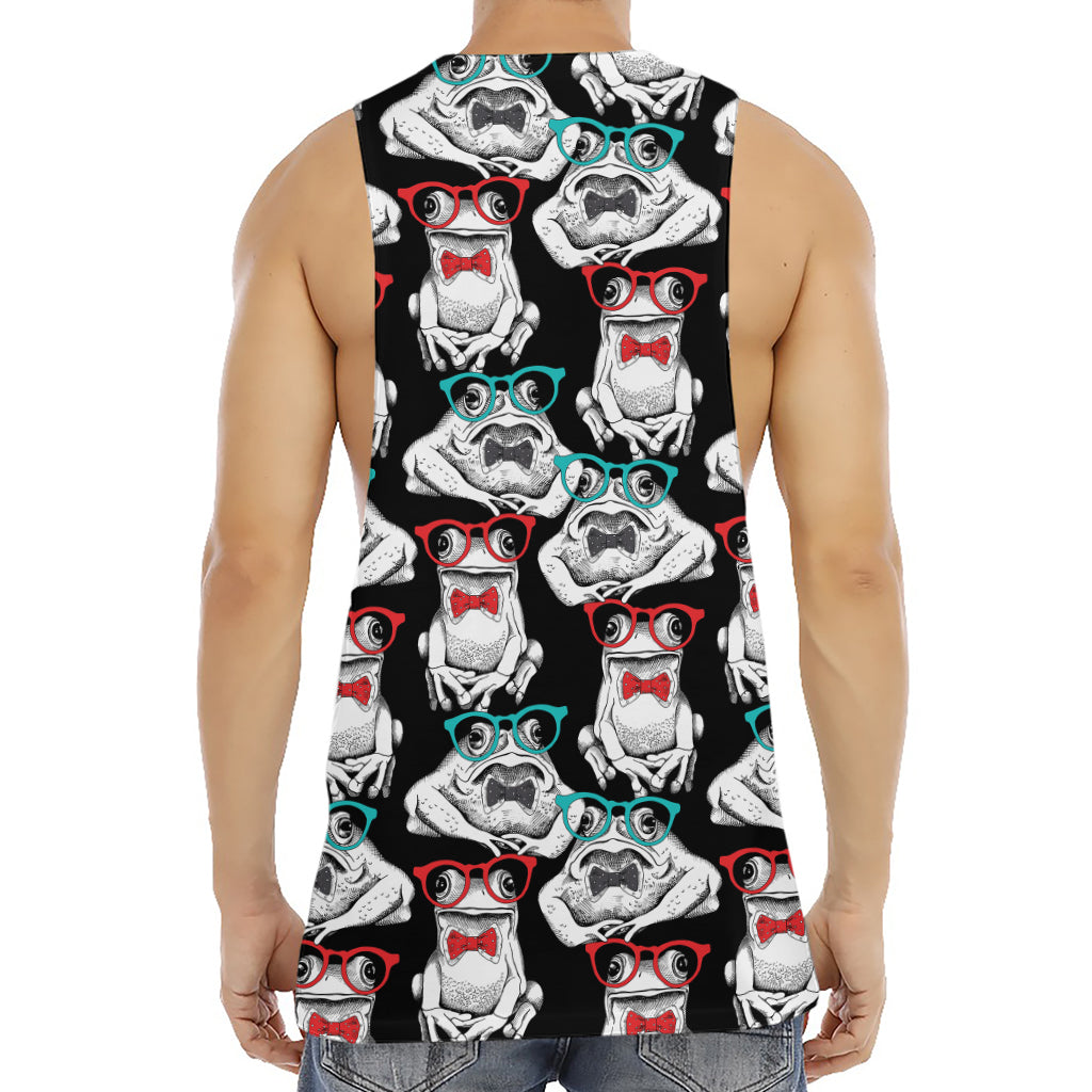 Hipster Frog Pattern Print Men's Muscle Tank Top