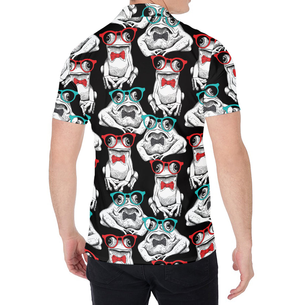 Hipster Frog Pattern Print Men's Shirt