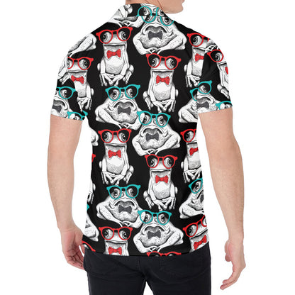 Hipster Frog Pattern Print Men's Shirt