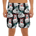 Hipster Frog Pattern Print Men's Split Running Shorts