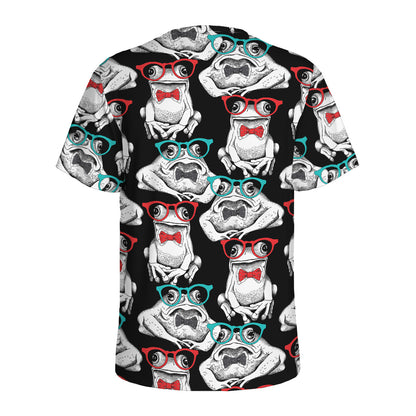 Hipster Frog Pattern Print Men's Sports T-Shirt