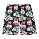 Hipster Frog Pattern Print Men's Swim Trunks
