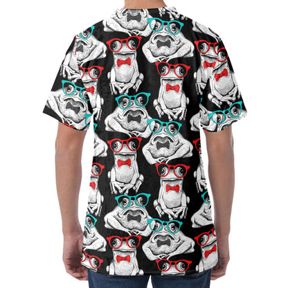 Hipster Frog Pattern Print Men's Velvet T-Shirt